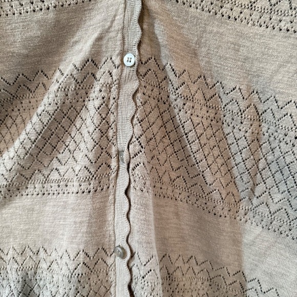 Frye Womens Pointelle Knit Scalloped Cardigan Sweater Beige Size M 100% cotton - Picture 11 of 12